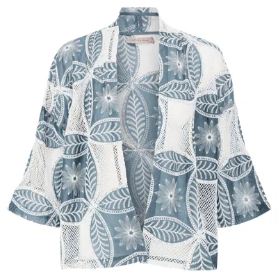 Traffic People Women's Blue / White The Briefest Of Moments Blue And White Mesh Claude Shrug