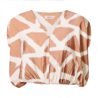 Traffic People Women's Brown / Neutrals / White Broken Promises Brown And White Geometric Print Whispers Top In Multi