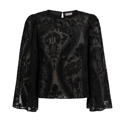 Traffic People Women's Cecilia Tallis Black Sheer Floral Liza Top