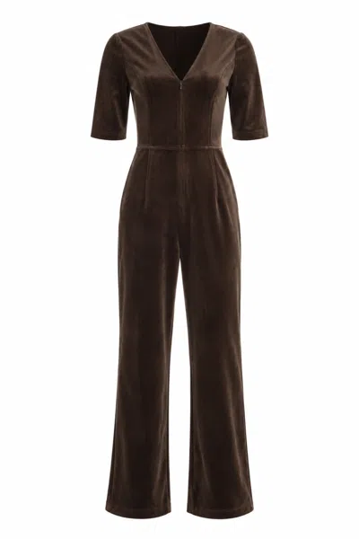 Traffic People Women's Corrie's Bravado Brown Velvet Cord Clan Jumpsuit In Multi