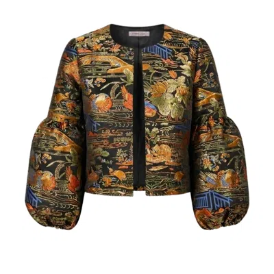 Traffic People Women's Farewell Fools Black Multicolour Metallic Claude Cropped Jacket