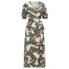 Traffic People Women's Feckless Feathers Charlie Wrap Dress In Blue/brown/white