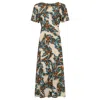Traffic People Feckless Feathers Bonnie Dress By In Cream In Blue/brown/white