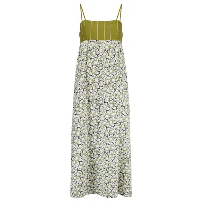 Traffic People Women's Green / White Floral Anglaise Green Floral Contrast Promise Maxi Dress In Multi