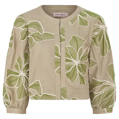 Traffic People Women's Green / White Grace & Maude Green Floral Paddle Linen Jacket In Multi
