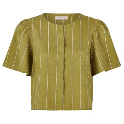 Traffic People Women's Green / White Parallel Lives Green And White Striped Daisy Top In Multi