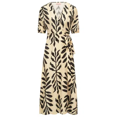 Traffic People Women's Neutrals Before Midnight Charlie Wrap Dress In Black/white