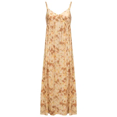 Traffic People Women's Neutrals / Gold / Brown Gold Rush Cascade Maxi Dress In Gold/brown