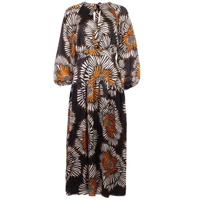 Traffic People Women's Orange / Black / White Holding On Blame Dress In Multi
