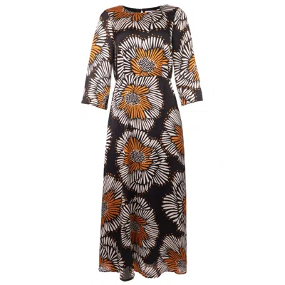 Traffic People Women's Orange / Black / White Holding On Millie Dress In Multi