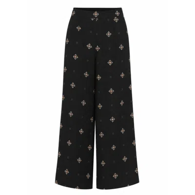 Traffic People Women's Sacred Silence Black Gold Embroidered Edith Wide Leg Trousers In Red