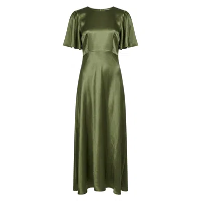 Traffic People Women's Smooth Operator Olive Green Short Sleeve Rene Maxi Dress