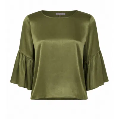Traffic People Women's Smooth Operator Olive Green Trumpet Sleeve Truce Top