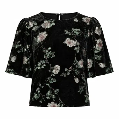 Traffic People Women's Swan Song Black Metallic Floral Velvet Rene Blouse