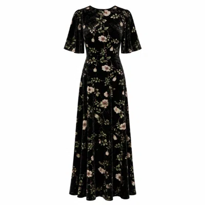 Traffic People Women's Swan Song Black Metallic Floral Velvet Rene Maxi Dress
