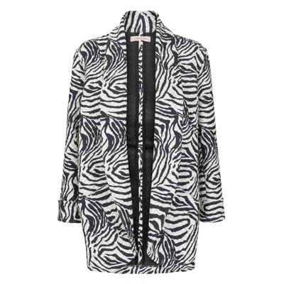Traffic People Women's Zebra Print Boyfriend Jacket In Black