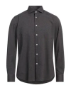 Traiano Man Shirt Charcoal Size 16 ½ Polyester, Polyamide, Elastane In Grey