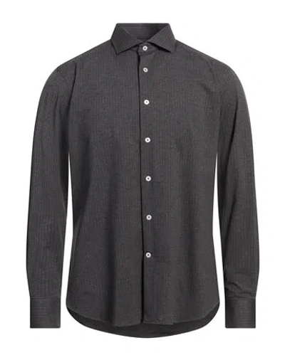Traiano Man Shirt Charcoal Size 16 ½ Polyester, Polyamide, Elastane In Grey