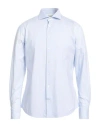 Traiano Man Shirt Sky Blue Size 17 Polyamide, Polyester, Elastane In Blue