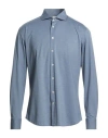 Traiano Man Shirt Slate Blue Size 17 ½ Polyester, Polyamide, Elastane In Blue