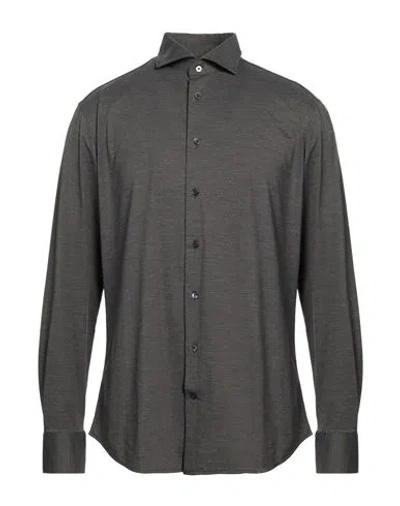 Traiano Man Shirt Taupe Size 16 ½ Polyamide, Elastane In Grey