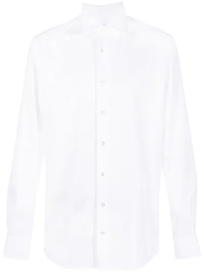 Traiano Milano Long-sleeve Stretch Shirt In 900