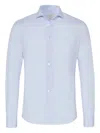 Traiano Milano Long-sleeve Stretch Shirt In Blue