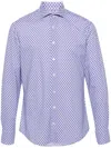 Traiano Milano Geometric-print Cutaway-collar Shirt In Blue