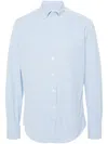 Traiano Milano Long-sleeve Stretch Shirt In Blue