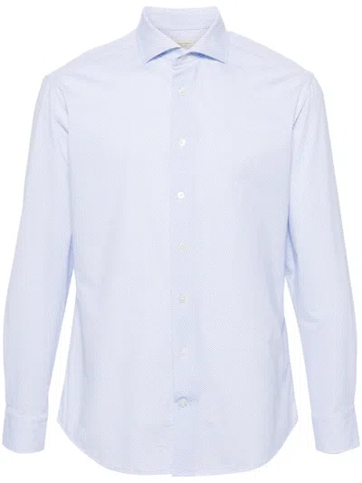 Traiano Milano Polka Dot Cutaway-collar Shirt In White