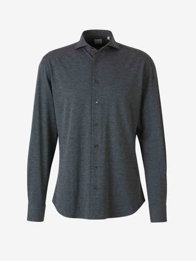 Traiano Milano Rooster Duck Motif Shirt In Made Of A Blend Of Polyamide And Elastane