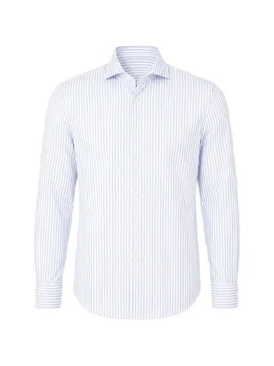 Traiano Milano Vertical-stripe Long-sleeve Shirt In Blue