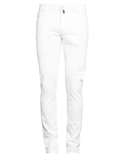 Tramarossa Man Jeans Ivory Size 36 Cotton, Polyester, Elastane In White