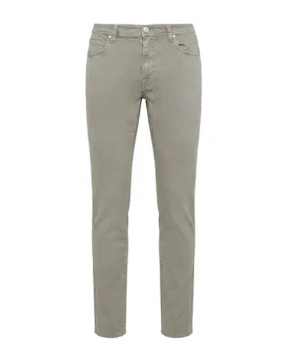 Tramarossa Man Jeans Sage Green Size 36 Cotton, Polyester, Elastane In Gray
