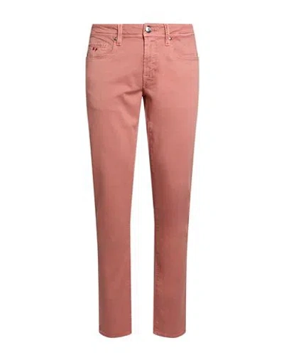 Tramarossa Man Pants Antique Rose Size 33 Cotton, Polyester, Elastane In Red