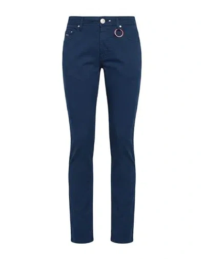 Tramarossa Man Pants Navy Size 38 Cotton, Silk, Elastane In Blue