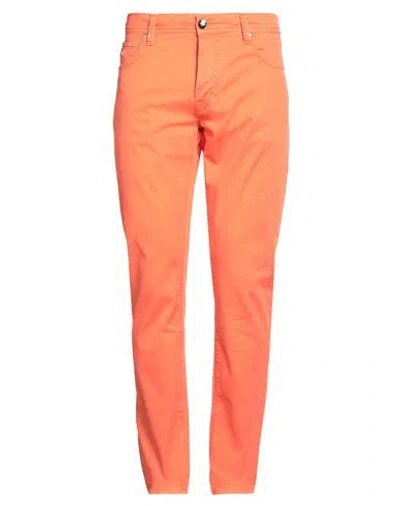 Tramarossa Man Pants Orange Size 35 Cotton, Elastane