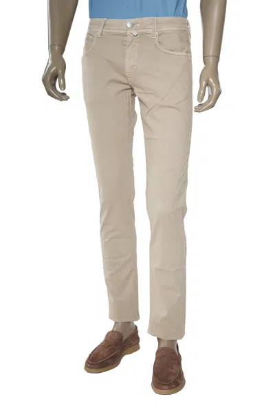 Tramarossa Michelangelo Zip Solid Cotton-modal Trousers In Neutral