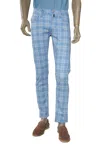 Tramarossa Sky Blue Checked Cotton Pants In Blue