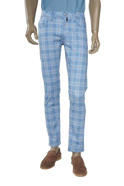 Tramarossa Sky Blue Checked Cotton Pants