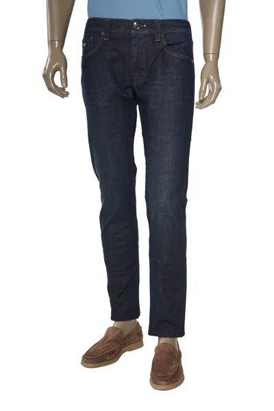 Tramarossa Solid Dark Denim Jeans In Blue