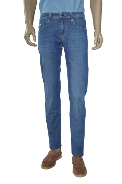 Tramarossa Pinstripe Cotton Super Stretch Pants In Blue