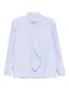 Trame Auree Stripe-pattern Tie-neck Shirt In Blue