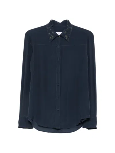Trame Auree Frida Crystal-embellished Long-sleeve Shirt In Blue