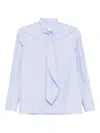 Trame Auree Stripe-pattern Tie-neck Shirt In Blue
