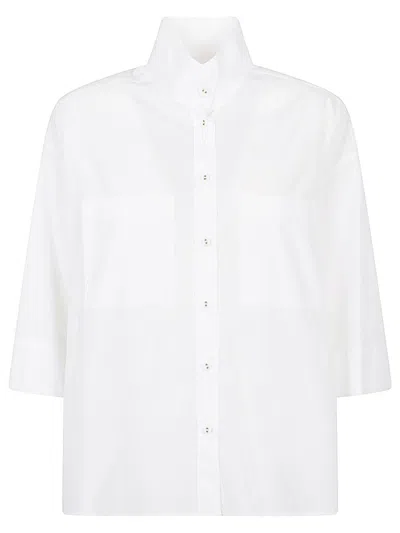 Trame Auree Turtle-neck Cotton Shirt In White