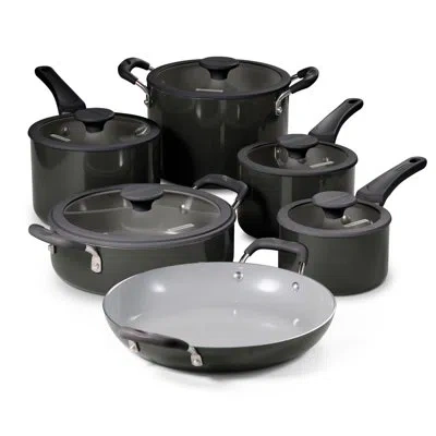 Tramontina Aluminum Non Stick 11 Pc Nesting Cookware Set In Dark Gray