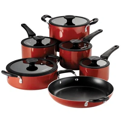 Tramontina Aluminum Non Stick 11 Pc Nesting Cookware Set In Red