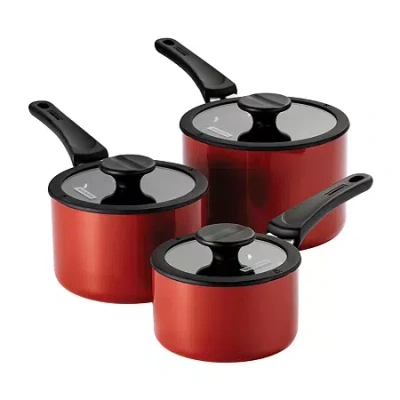 Tramontina Aluminum Non-stick Sauce Pan 6-pc. Nesting Set In Red