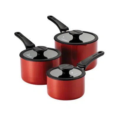 Tramontina Aluminum Non Stick Sauce Pan 6 Pc Nesting Set In Red